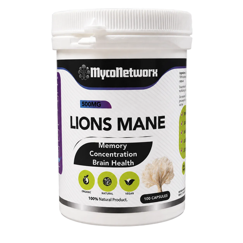 Lion’s Mane Mushroom Capsules 500mg – Memory, Focus & Brain Support | 100 Vegan Capsules