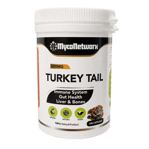 Turkey Tail Mushroom Capsules 500mg – Immune, Gut & Wellness Support | 100 Vegan Capsules