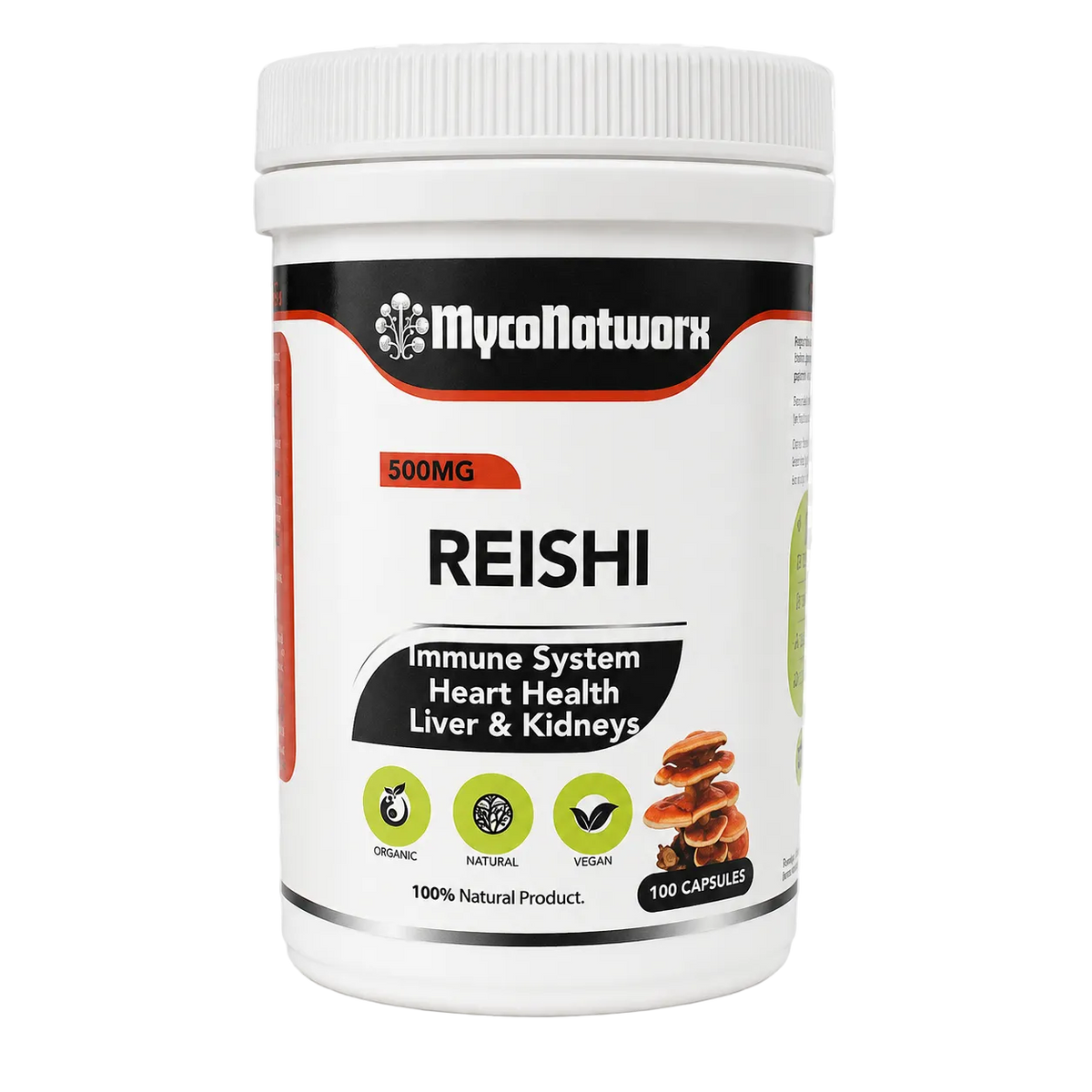 Reishi Mushroom Capsules 600mg – Immune, Stress & Wellness Support | 100 Vegan Capsules